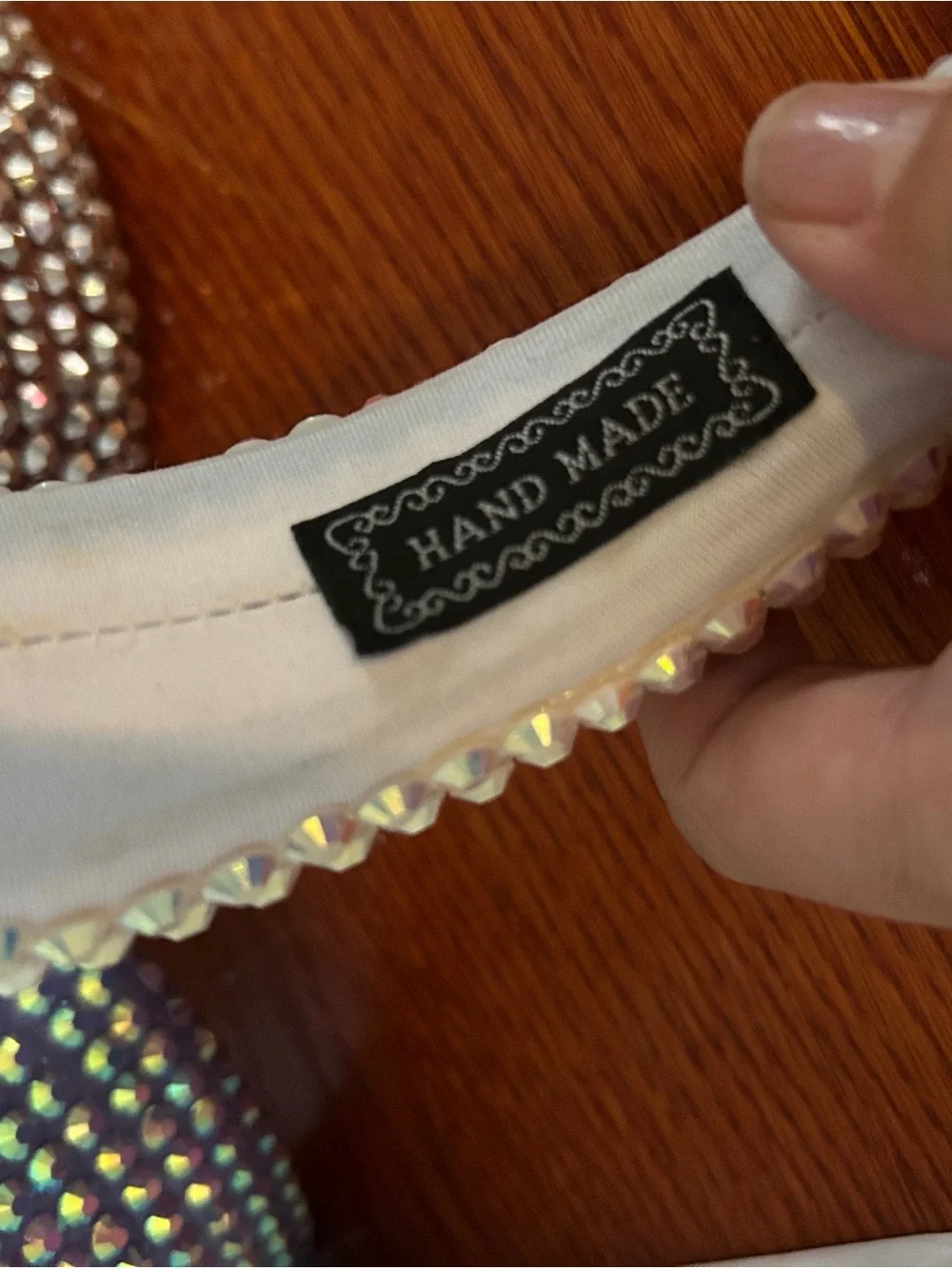 Crystal Embellished Iridescent White Padded Headband